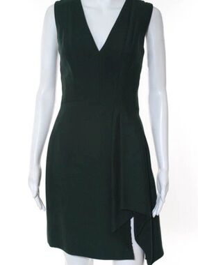 J. Mendel Dark Green V-Neck Sleeveless Mini Dress